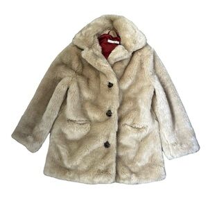 MINKPINK MOBWIFE FAUX FUR BEIGE COAT SIZE SMALL
